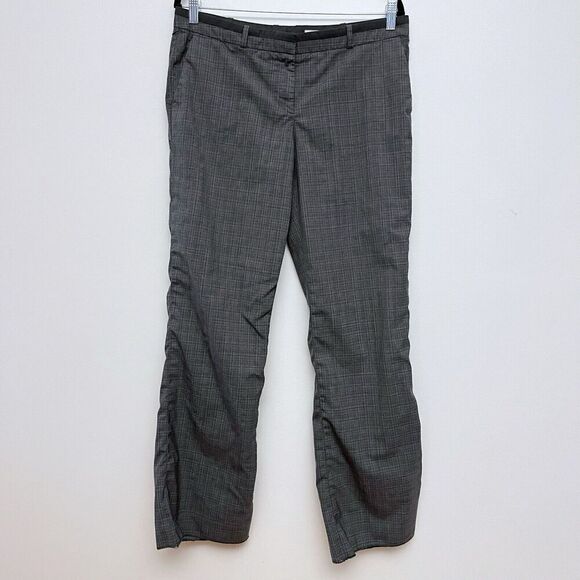 Boss Hugo Boss Womens Size 8 Gray Plaid Raw Hem Dress Pant Wool - Picture 1 of 11